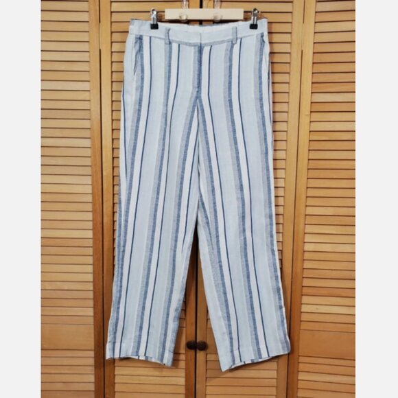 Talbots Pants - Talbots 100% Linen Striped Pants Size 4
